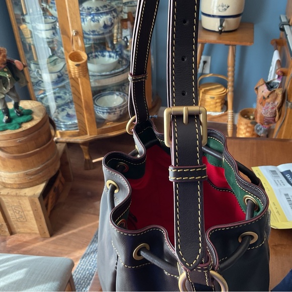 Dooney & Bourke Brown T’Moro Florentine drawstring bucket bag with whipstitch - Picture 14 of 16